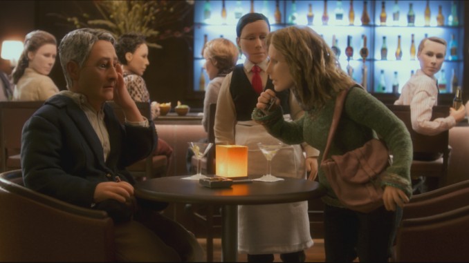 (L-R) David Thewlis voices Michael Stone and Tom Noonan voices Bella Amorosi in the animated stop-motion film, ANOMALISA, by Paramount Pictures