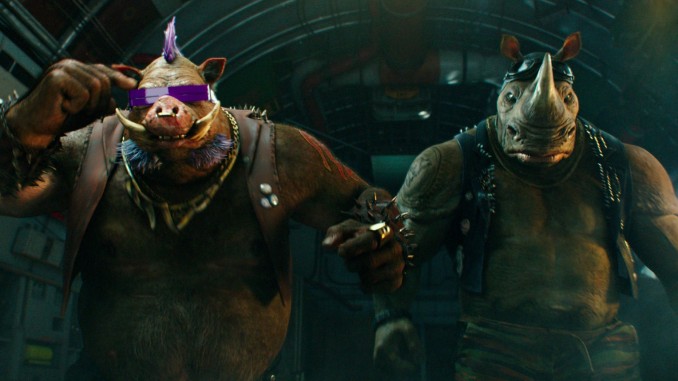 Left to right: Bebop and Rocksteady in in Teenage Mutant Ninja Turtles: Out of the Shadows from Paramount Pictures, Nickelodeon Movies and Platinum Dunes Productions