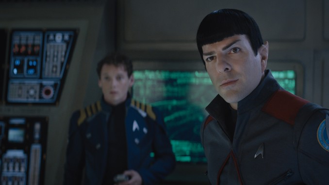 Left to right: Anton Yelchin plays Chekov and Zachary Quinto plays Spock in Star Trek Beyond from Paramount Pictures, Skydance, Bad Robot, Sneaky Shark and Perfect Storm Entertainment