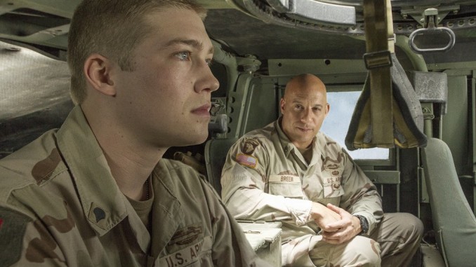 In the fantasy sequence at the end of the film, Billy tells Shroom that he's ready to go back to Iraq.  Joe Alwyn (Billy Lynn), Vin Diesel (Shroom)