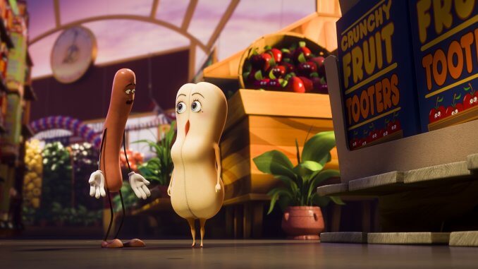 Frank (Seth Rogen) and Brenda (Kristen Wiig) in Columbia Pictures' SAUSAGE PARTY.